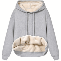 Plüschgefütterter Hoodie mit kuscheliger Innenseite für Frauen – Hellgrau