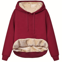 Plüschgefütterter Hoodie mit kuscheliger Innenseite für Frauen – Rot