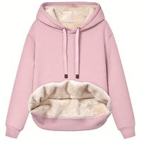 Plüschgefütterter Hoodie mit kuscheliger Innenseite für Frauen – Rosa