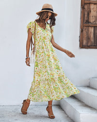 Soma | Elegantes Sommerkleid mit Blumendruck – Gelb
