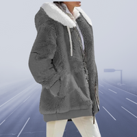 Damen Oversized Teddyjacke | Kuschelig & Warm | Wintermantel – Anthrazit