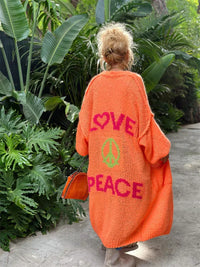 Damenstilvolle Strickjacke | Lang – Orange