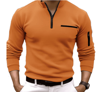 Sportlicher Herren Stehkragen-Pullover mit Reißverschluss – Orange