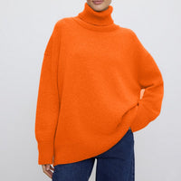 Warmer Damen Rollkragen-Pullover aus Strick | Weicher Winter-Pullover – Orange