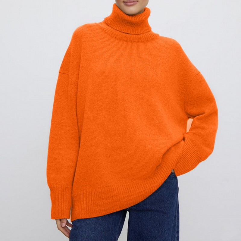 Warmer Damen Rollkragen-Pullover aus Strick | Weicher Winter-Pullover