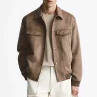 Herren Vintage Wildleder Jacke in Retro-Stil – Khaki