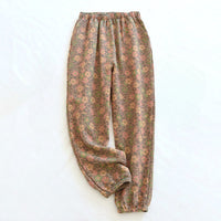 Florale Lockere Damen Hose – Beige