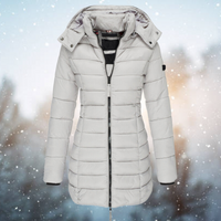 Warme Damen Winterjacke mit Daunen und Kapuze – Grau