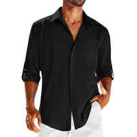 Casual Herren Langarmhemd – Schwarz