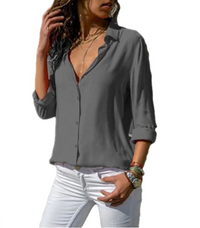 Damen Langarm-Bluse - Elegante Business Bluse – Grau