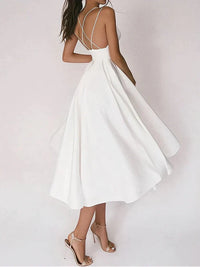 Elegantes Damen Kleid mit V-Ausschnitt – Weiß