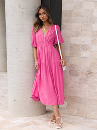 Aava™| Smocked Maxi-Kleid – Rosa