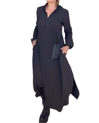 Damen Maxi-Kleid Elegant Lang - Fließend & Luftig – Schwarz