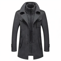 Herren Wintermantel | Langer Slim Fit Mantel – Grau