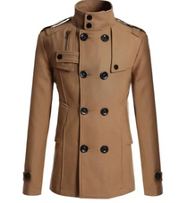 Herren Wintermantel - Eleganter Trenchcoat mit Stehkragen und Wärmeabdichtung – Braun