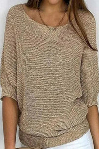 Damen Strickpullover Oversize mit Fledermausärmeln | Casual Herbst Winter – Khaki