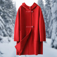 Luxuriöse Damen-Kapuzenjacke aus Kaschmir - Doppelseitig tragbar - Elegant & warm – Rot