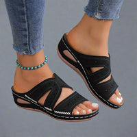 Grethilda | Elegante Sandalen mit Kristallschnalle – Schwarz