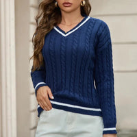 GABRIELE - ZOPFPULLOVER MIT V-AUSSCHNITT – Blau