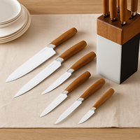 Gastronix | 6-teiliges Kochmesserset aus kohlenstoffreichem Edelstahl – Weiß mit Aufbewahrungsbox