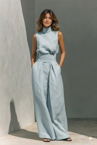 Greta | Elegantes Set mit weiter Passform – Hellblau