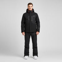 Herren Skiset | Jacke mit Kapuze Hose funktionale Winterausführung – Schwarz