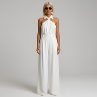 Ava | Neckholder Kragen Jumpsuit – Weiß