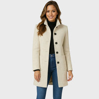 Avarin - taillierter mittellanger Mantel – Creme