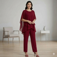 Jessenia - Set aus Lagenlook-Tunika und Hose – Rot