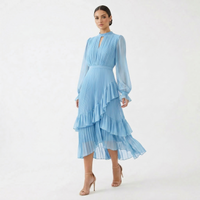 Kiana - Skulpturales Plissee-Abendkleid – Hellblau