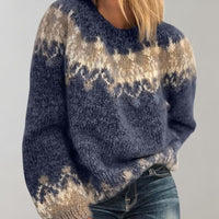 Sandra | Gemütlicher Grobstrick pullover – Blau