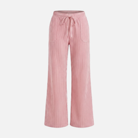 Ilse | Damen Gestreifte Hose Weites Bein Lockere Baumwollhose – Streifen Wide Leg – Rosa