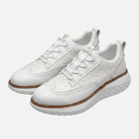 Yannick | Herren Gewebte Brogue-Sneaker Dicke Sohle – Brogue Sneaker Herren – Weiß
