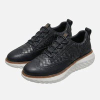 Yannick | Herren Gewebte Brogue-Sneaker Dicke Sohle – Brogue Sneaker Herren – Schwarz