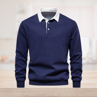 Pullover Herren Langarm Polo | Klassischer Kragen – Blau