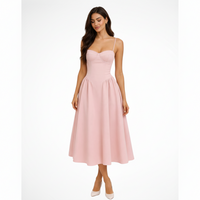 Serena | Damen Midi Kleid Korsett A-Linie – Korsett Midikleid A-Linie Elegant 2026 – Rosa