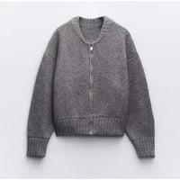 Lehmann Modehaus | Grau O-neck Knit Frauen Pullover Jacke Mode – Grau