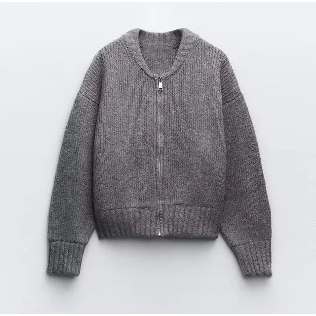 Lehmann Modehaus | Grau O-neck Knit Frauen Pullover Jacke Mode