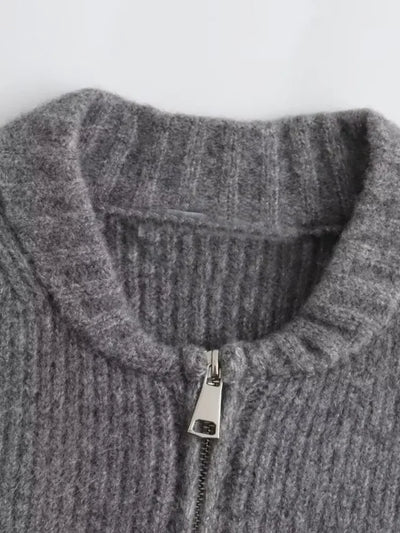 Lehmann Modehaus | Grau O-neck Knit Frauen Pullover Jacke Mode