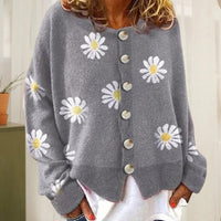 Damen Cardigan mit Blumen Druck | Lässig – Grau