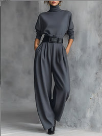 Birjit™ – Eleganter Overall mit Hohem Kragen – Grau
