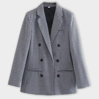 Maßgeschneiderter Blazer mit Karomuster für Frauen – Grau