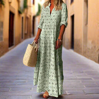 Sommerkleid für Damen - italienisches Tunika-Kleid mit V-Ausschnitt – Grün