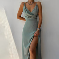 Carina | Elegantes trägerloses Kleid – Grün