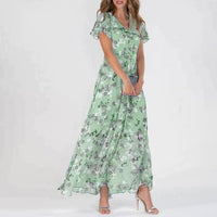 Zaria Sommerkleid | Stilvolles geblümtes Maxi-Kleid – Grün