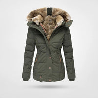 Winterjacke Damen Mit Kapuze | Wintermantel Gefüttert Mit Reißverschluss – Grün