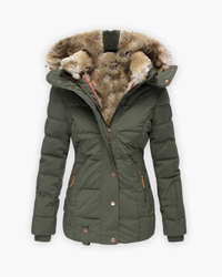 Friederike | Steppjacke mit Fellfutter – Grün