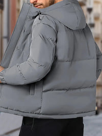 Reigorith | Herren-Winterjacke mit Kapuze - winddicht, dick und warm mit Taschen – Grau