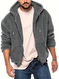 Reigonis | Lässige Herren-Kapuzenjacke - Doppelseitiges Polar-Fleece – Grau