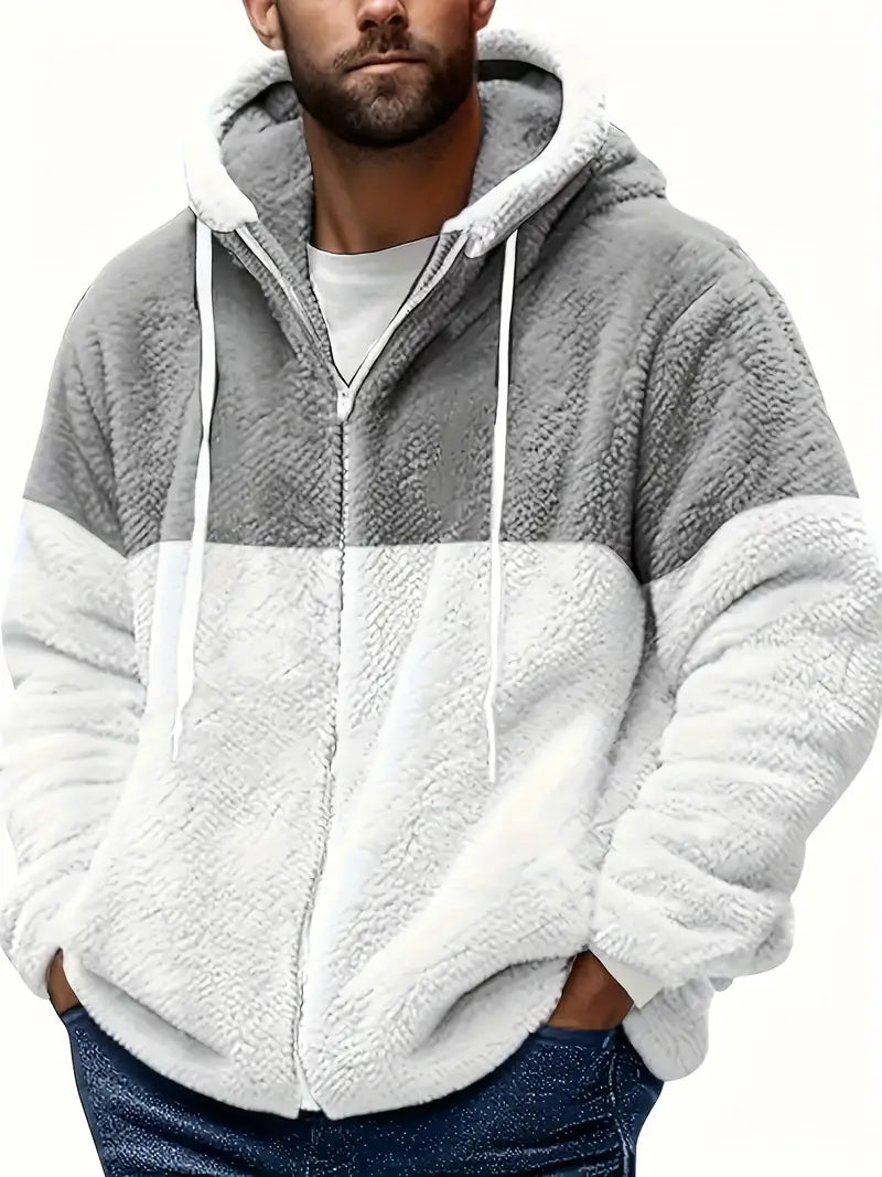 Liakyn | Lässiger Fleece-Kapuzenpullover für Männer – kuschelige Polyester-Zip-Up-Jacke
